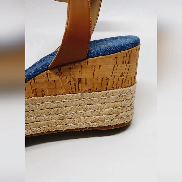 Michael Kors Blue and Tan Women's Wedge Sandals - Picture 14 of 16